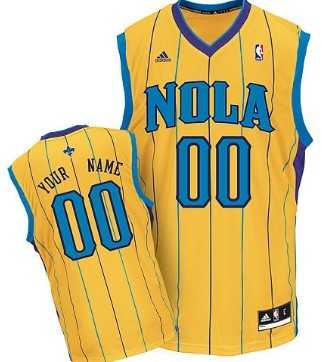 Men & Youth Customized New Orleans Hornets Yellow Jersey->customized nba jersey->Custom Jersey
